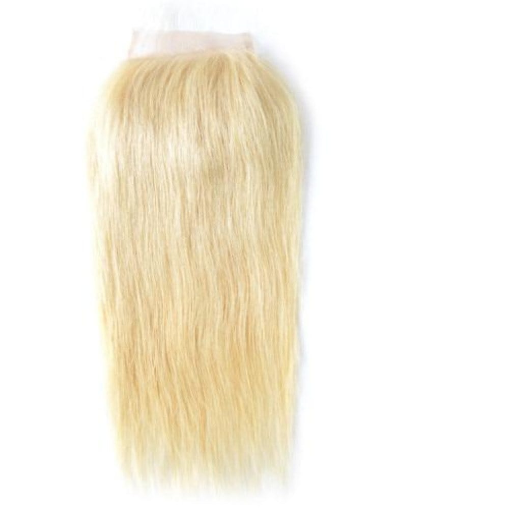 NochaStore 4x4 Straight / 14in / Middle Part Body Wave Straight Blonde Lace Closure Human Hair