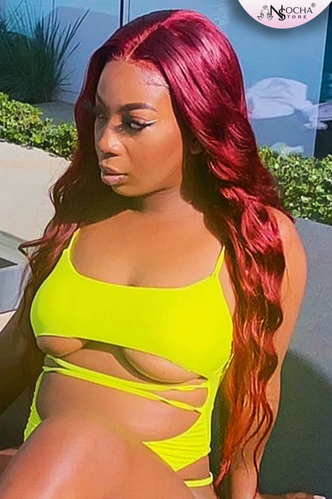 NochaStore Burgundy Body wave Brazilian Human Hair Wigs