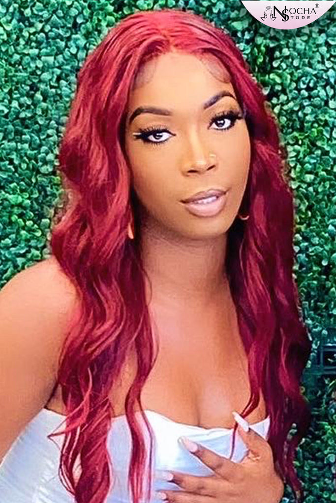 NochaStore Burgundy Body wave Brazilian Human Hair Wigs