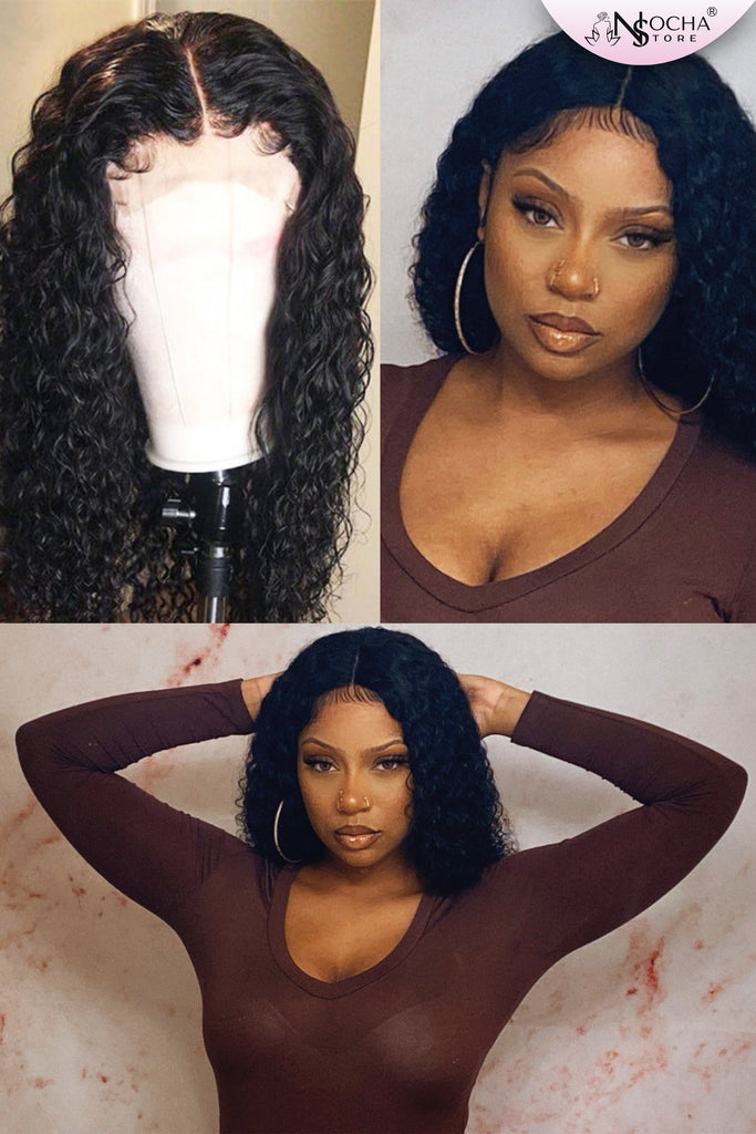 NochaStore Curly Lace Closure Wig Brazilian Virgin Human Hair