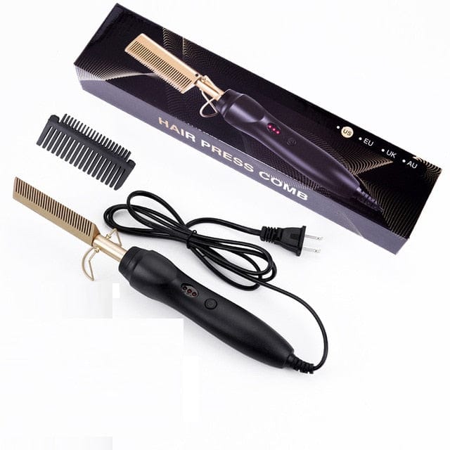 NochaStore Health & Beauty Gold / US Electric Hot Comb Hair Curler and Straightener