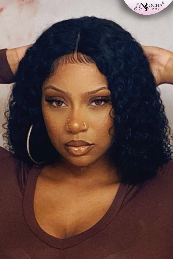 NochaStore Jerry Curly Lace Closure Wig Brazilian Virgin Human Hair