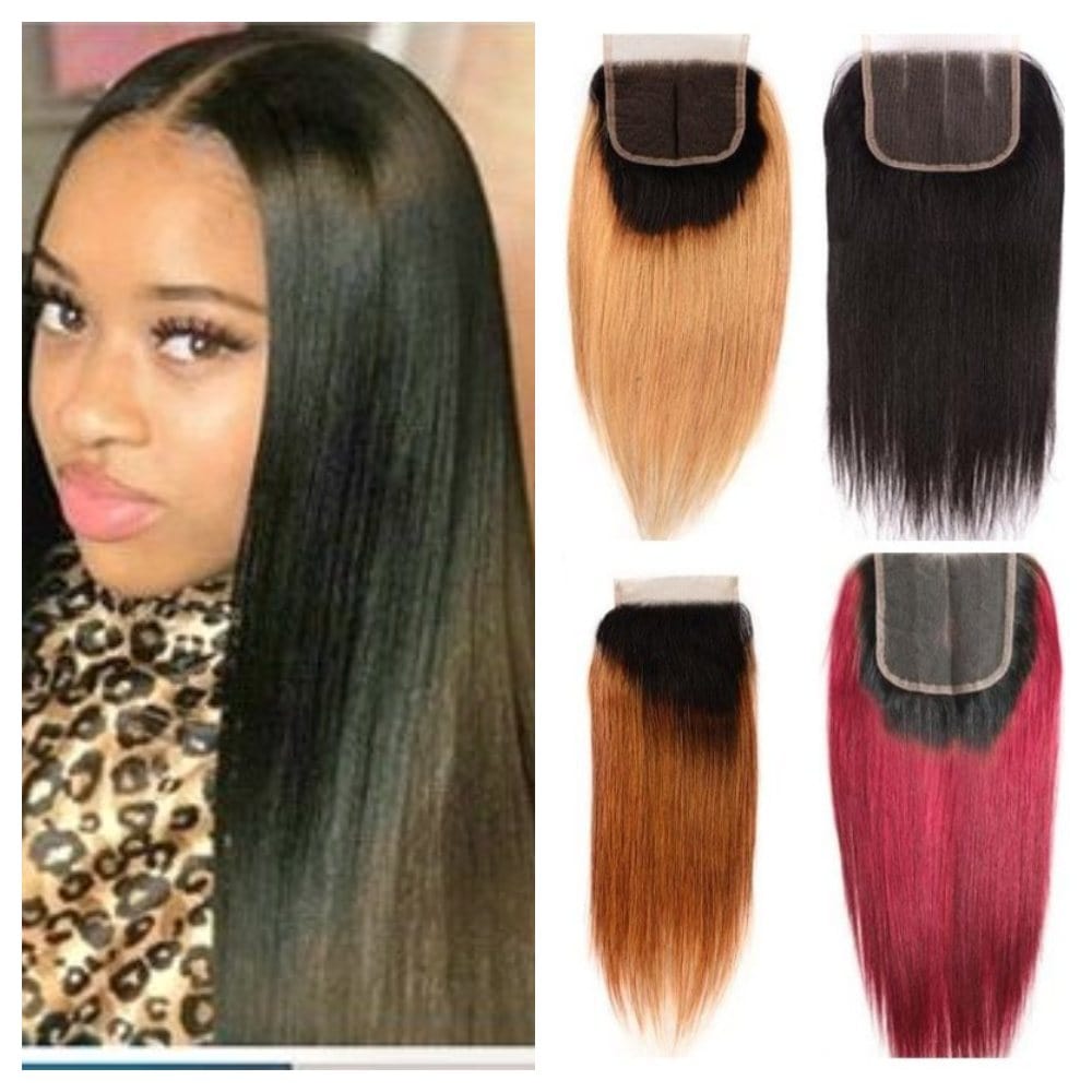 NochaStore Natural and Blonde Straight Lace Closure Human Hair