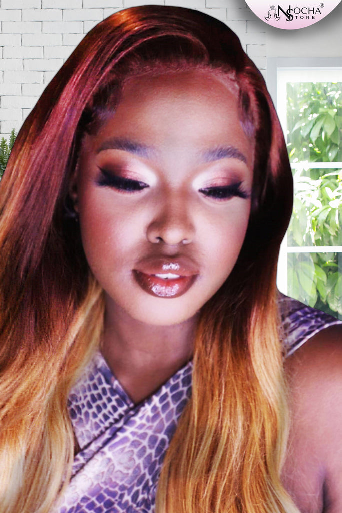 NochaStore Ombre Blonde Straight Brazilian Human Hair Wig