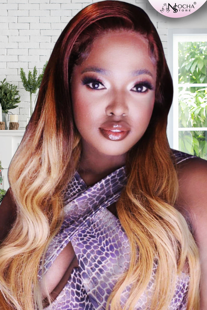 NochaStore Ombre Blonde Straight Brazilian Human Hair Wig