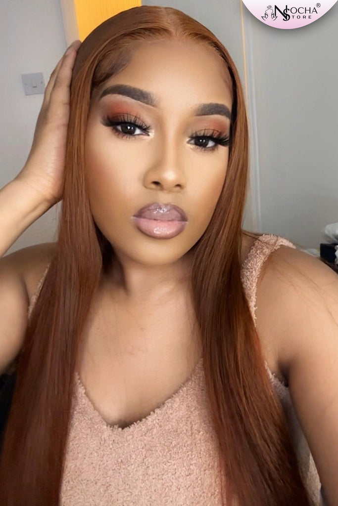 NochaStore Straight Ginger Lace Front Human Hair Wigs