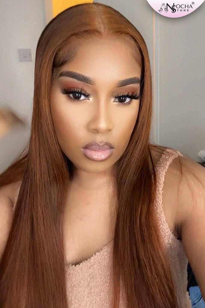 NochaStore Straight Ginger Lace Front Human Hair Wigs