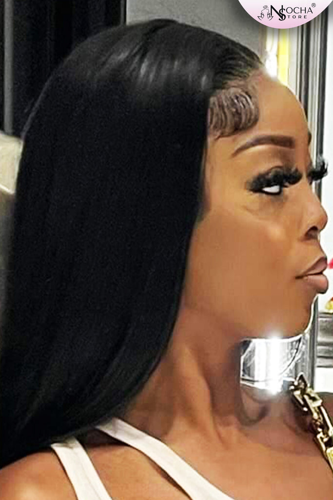 NochaStore Straight Long Lace Front Wigs Brazilian Human Hair